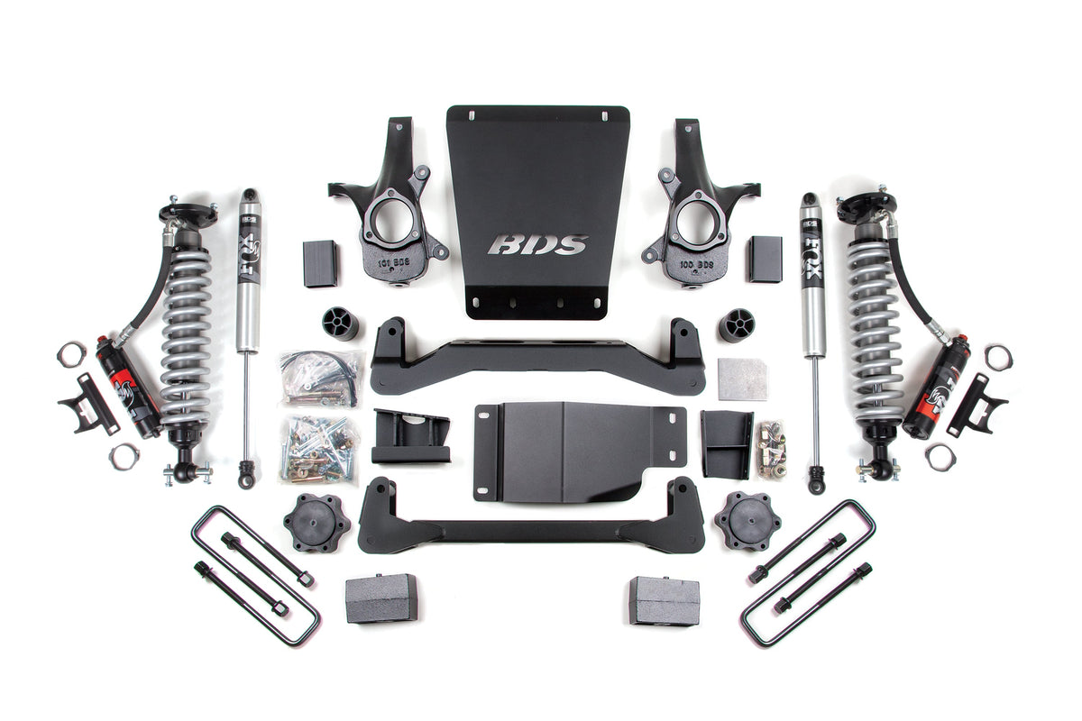 4 Inch Lift Kit FOX 2.0 Performance Elite 5 Inch Block Lift Coil-Over 07-13 Silverado/Sierra 1500 4WD BDS Suspension