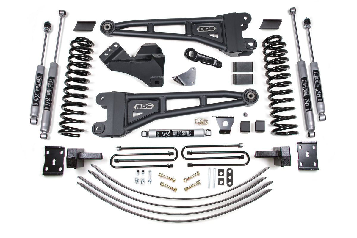 6 Inch Lift Kit w/ Radius Arm Ford F250/F350 Super Duty 05-07 4WD Diesel 4 Inch Block Add A Leaf With Overload NX2 Nitro