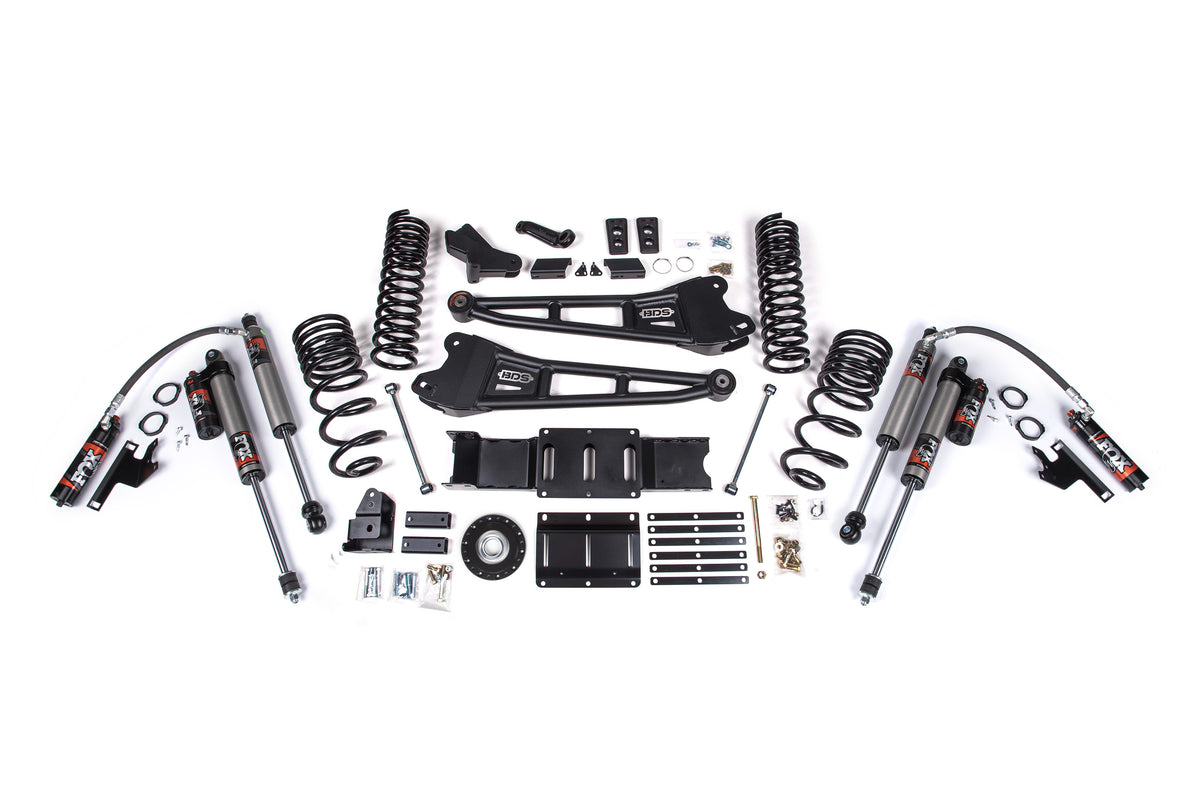 2025 Ram 2500 4WD (Diesel) 4 Inch Radius Arm Suspension Lift Kit W/ Indexing Ring, 2.5 Inch Rear Lift, Coil Spring - Fox 2.5 PES Shocks BDS Suspension