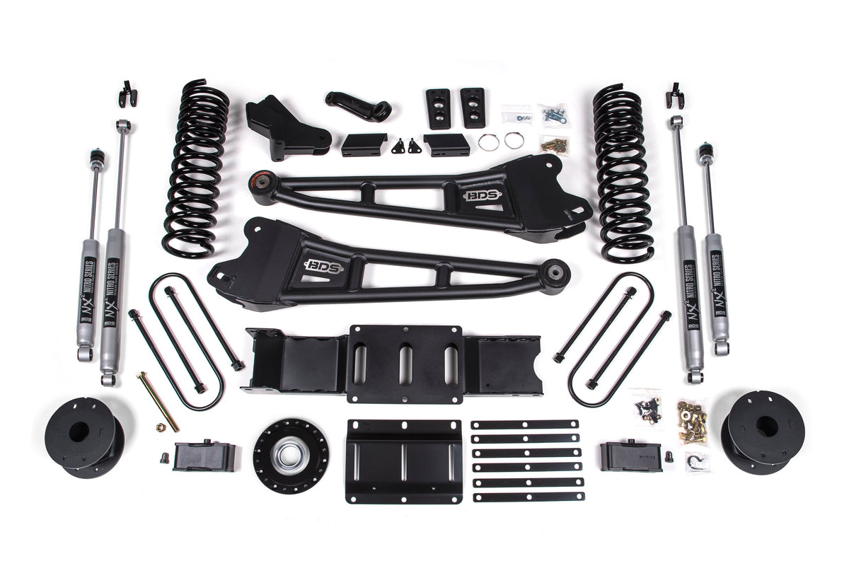 25-26 Ram 3500 (Diesel) 4 Inch Radius Arm Suspension Lift Kit W/ Indexing Ring, 3 Inch Rear Lift, Block W/ OE Air Assist - NX2 Shocks BDS Suspension