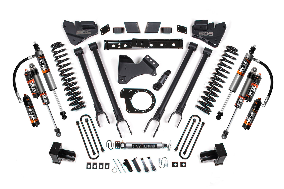 6 Inch Lift Kit w/ 4-Link Ford F350 Super Duty DRW 20-22 4WD Diesel Fox 2.5 Performance Elite Shocks