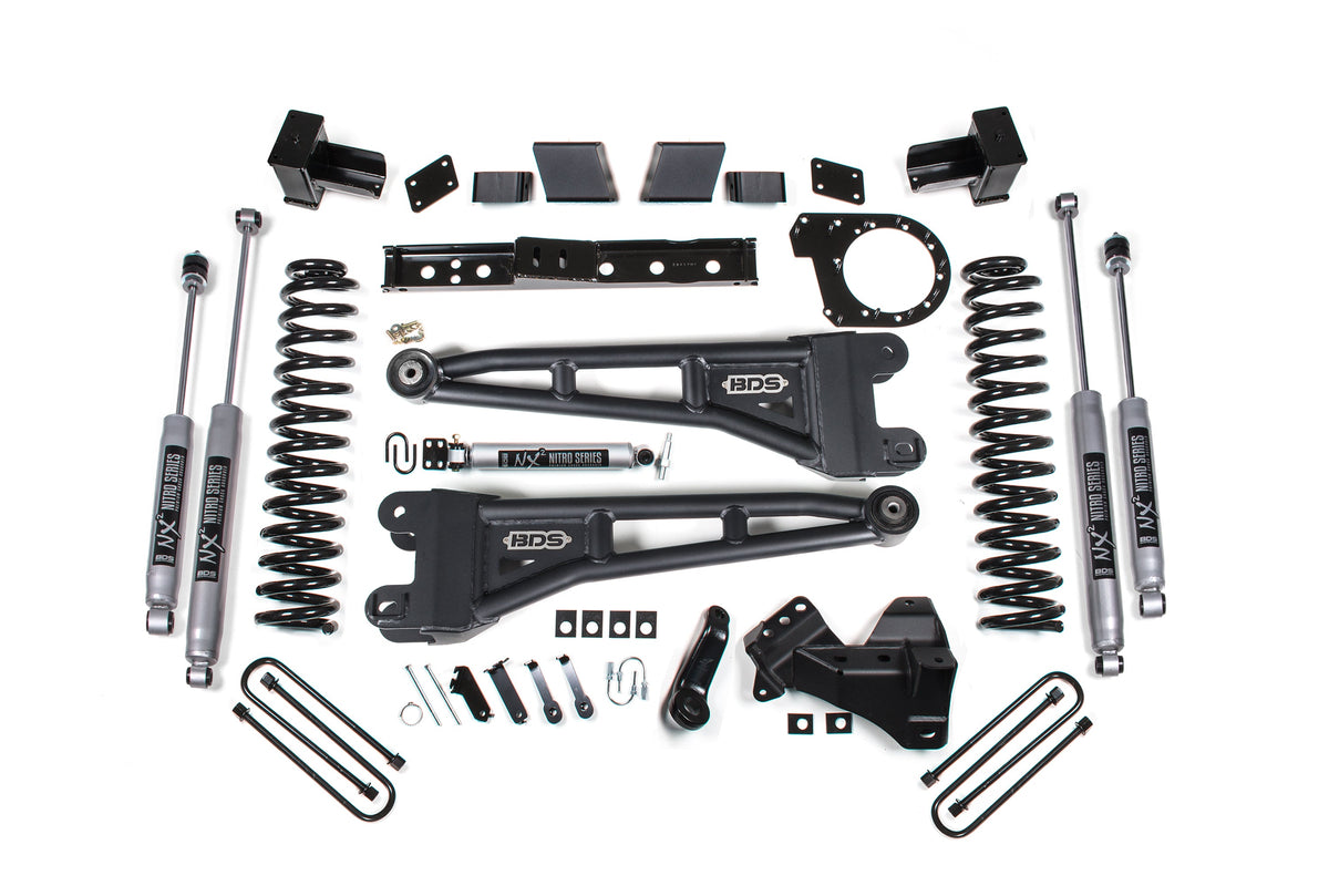 23-26 Ford F-350 DRW 4WD 7 Inch Radius Arm Suspension Lift Kit, 5 Inch Rear, Block, Diesel - Fox 2.5 Performance Elite Series Shocks Front and Rear BDS Suspension
