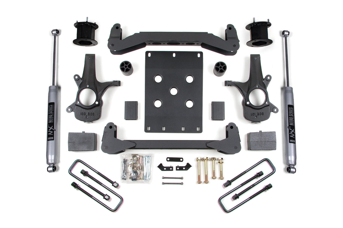 07-13 Chevrolet Silverado 1500 - GMC Sierra 1500 2WD 4.5 Inch Suspension Lift Kit, 3 Inch Rear Lift, Block, Fox 2.0 IFP Performance Series Shocks BDS Suspension