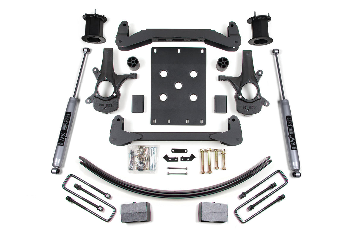 07-13 Chevrolet Silverado 1500 - GMC Sierra 1500 2WD 6 Inch Suspension Lift Kit, 4.5 Inch Rear Lift, Block and Add-A-Leaf, Fox 2.0 IFP Performance Series Shocks BDS Suspension