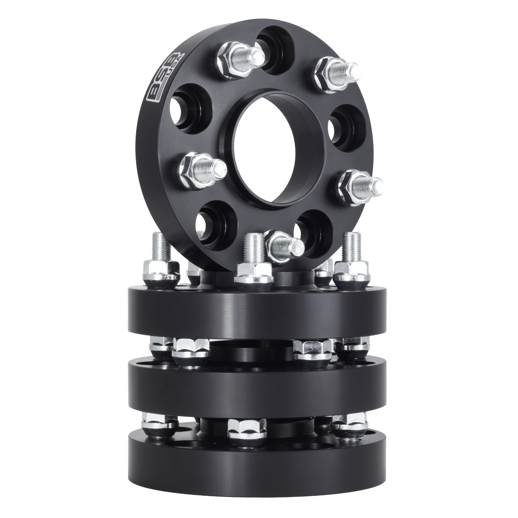 American Made 1.25" 5x4.5 Wheel Spacers For Jeep Wrangler TJ YJ Cherokee XJ - Hubcentric, 71.5mm Hub, 1/2x20 Studs, Black, Made in the USA
