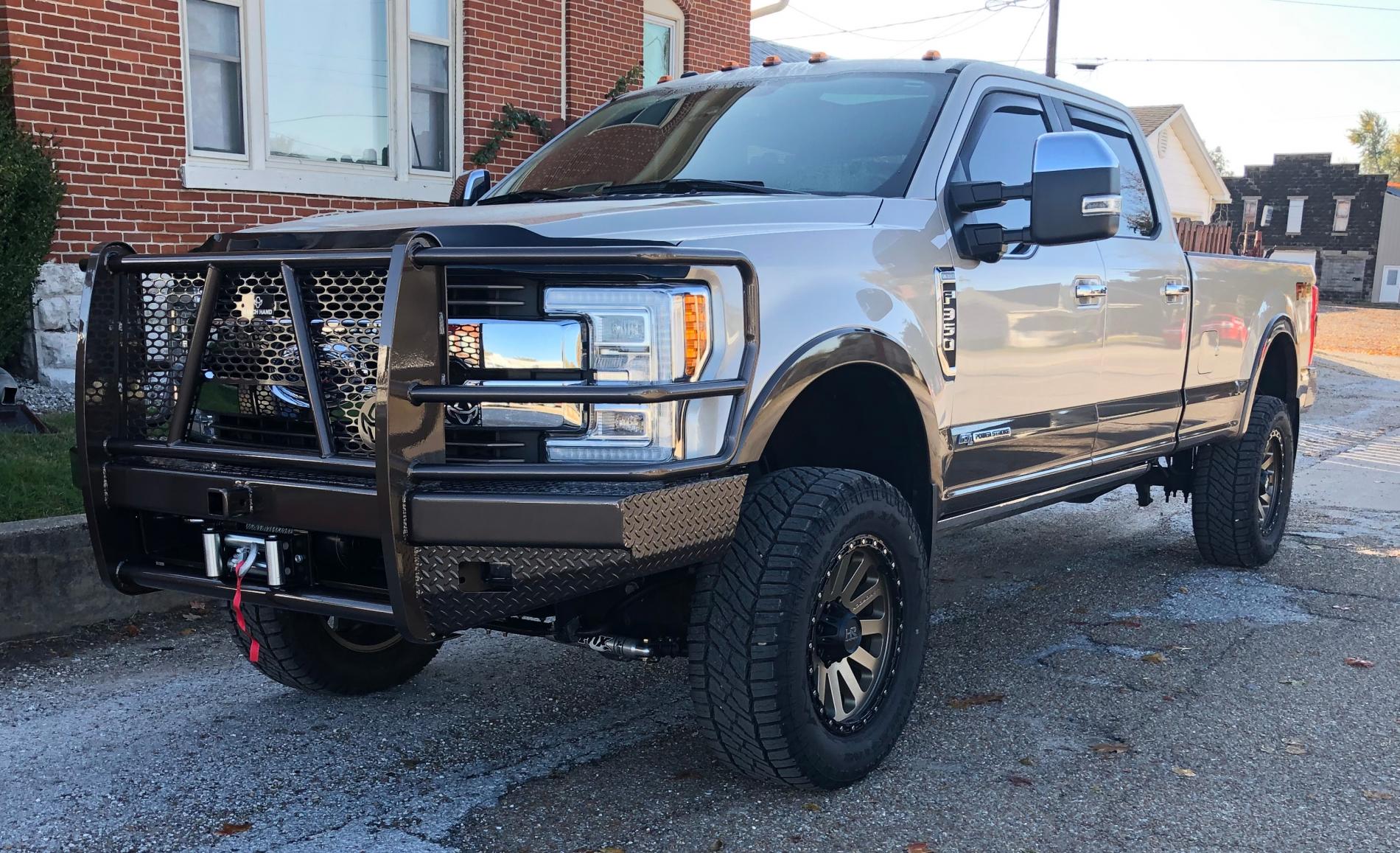 Ranch Hand Sport Series Winch Ready Front Bumper W/ Grille Guard Fits Select 17-22 Ford Super Duty F-250/F-350/F-450/F-550 Model FBF205BLR