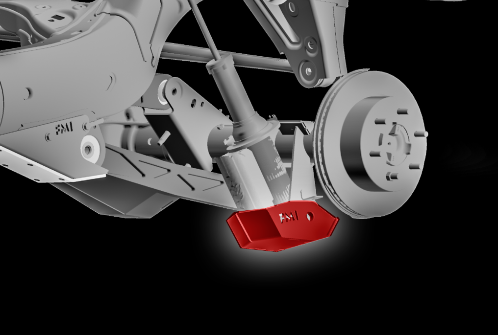 2022 Bronco rear shock skid kit designed for HOSS 3.0 shock, offering enhanced protection for off-road adventures.