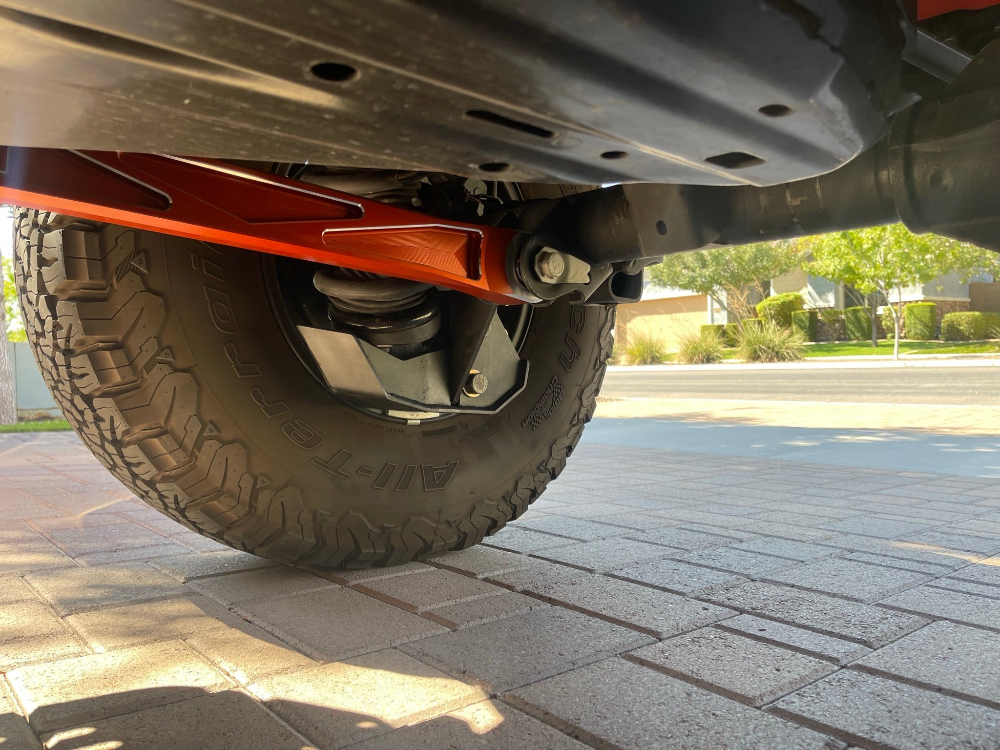 2022 and newer Bronco Raptor rear shock skid kit installed, showcasing durable protection and off-road capability.