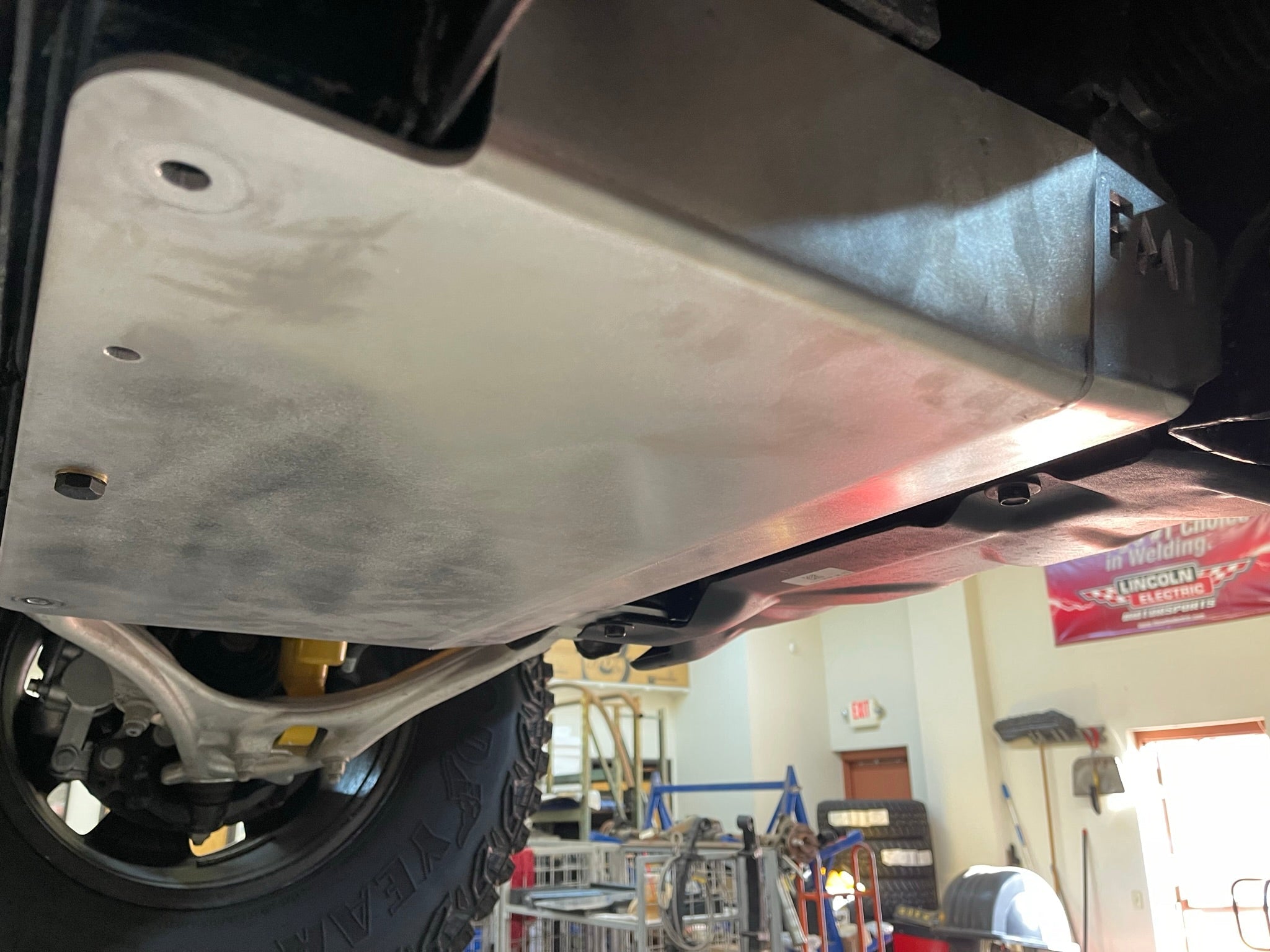Durable skid plate for 2021 and newer Ford Bronco, designed to protect the undercarriage during off-road adventures.