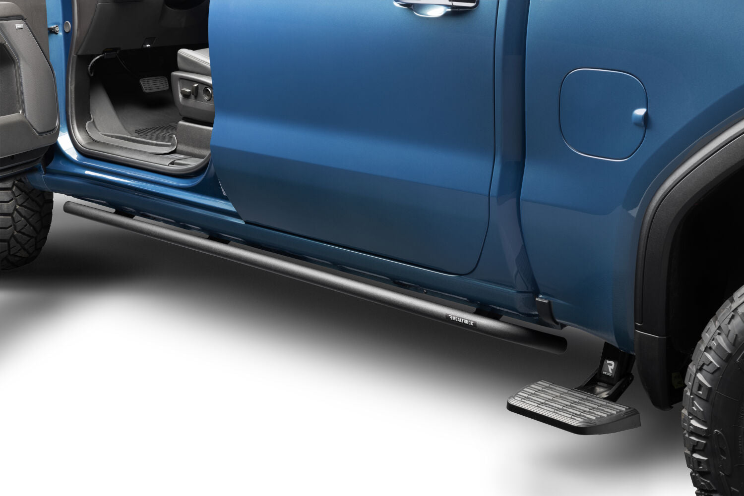 RKR Rock Rails Cab Length 2019 (New Body Style)-2025 Chevy Silverado/GMC Sierra 1500/2020-2025 2500 HD/3500 HD Crew Cab Textured Black NFab