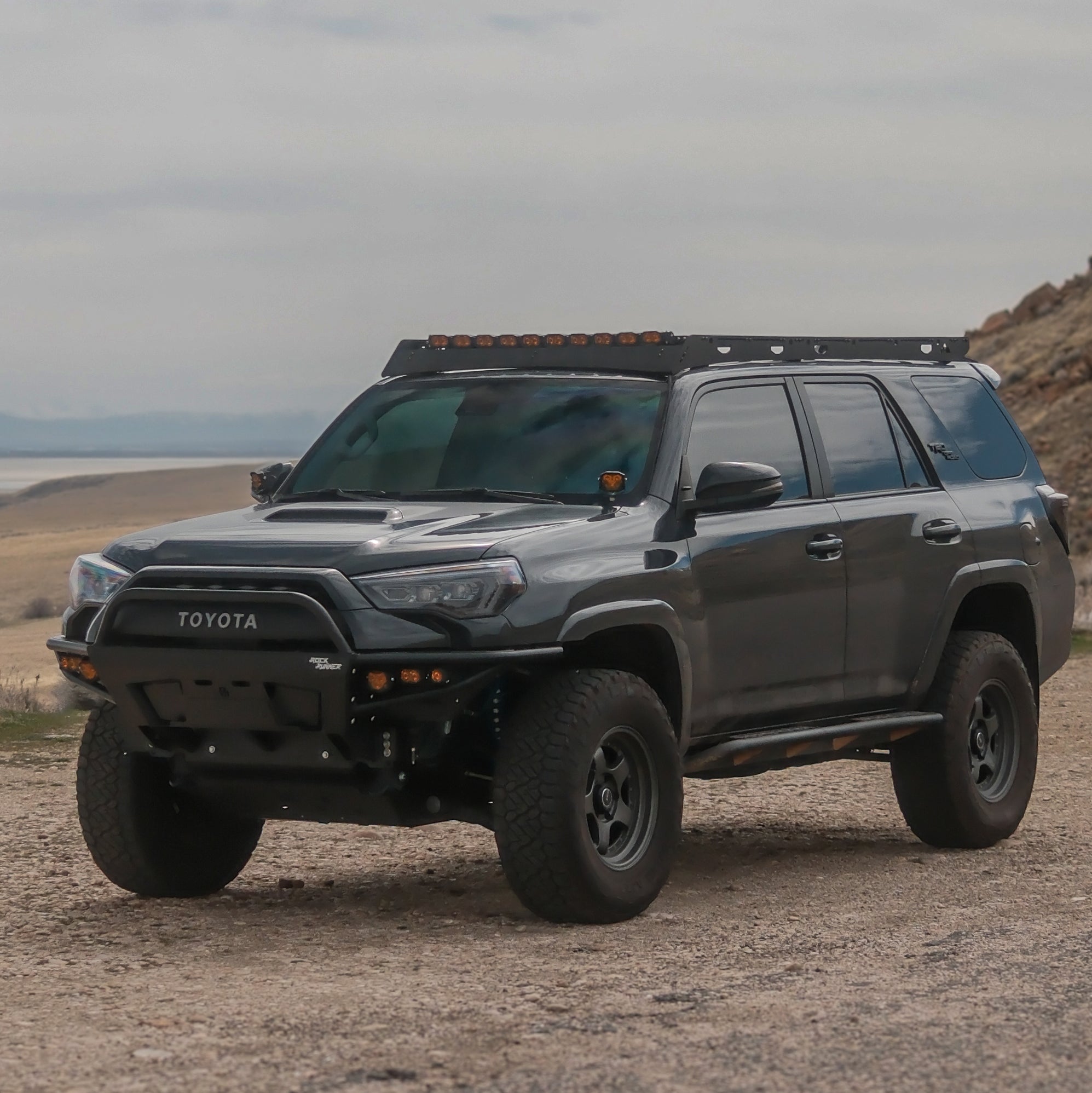 4Runner Rock Runner front bumper for 5th Gen models with 1-inch body lift, enhancing off-road capability and style.
