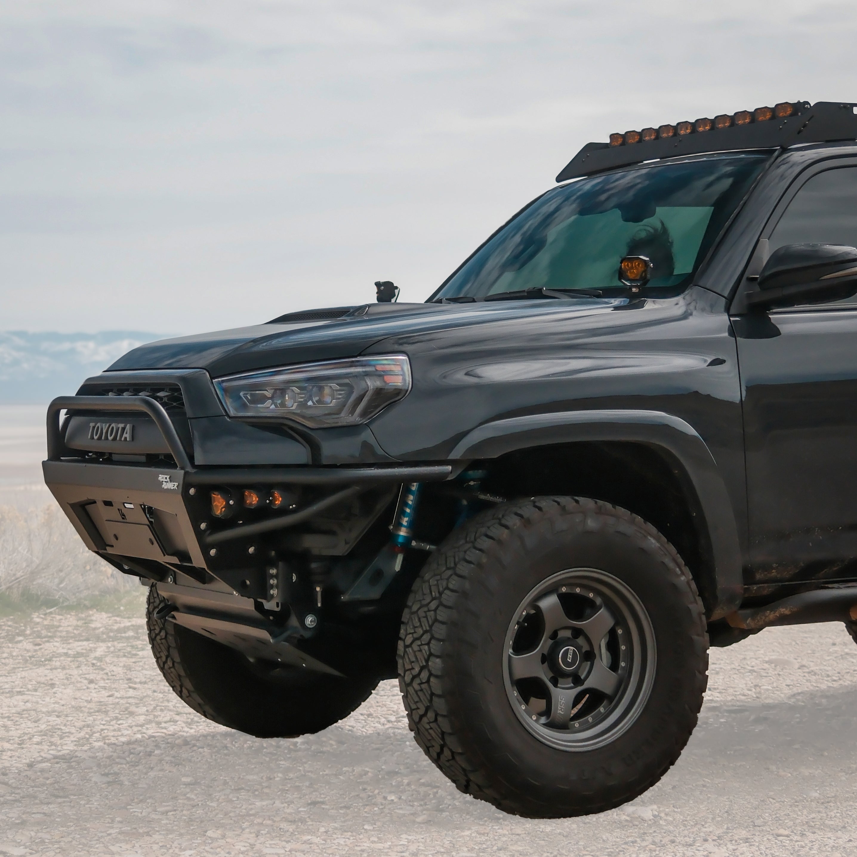 4Runner Rock Runner front bumper for 5th Gen models with 1-inch body lift, enhancing off-road capability and style.