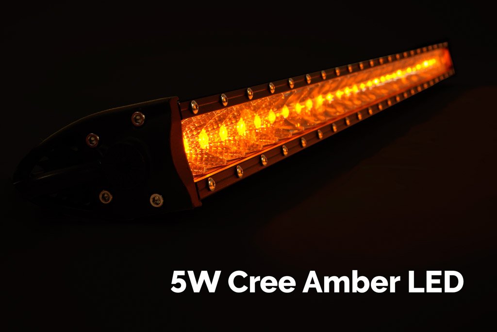 32 Inch Slim Single Row Straight LED Light Bar 15000 Lumens Amber Cali Raised LED