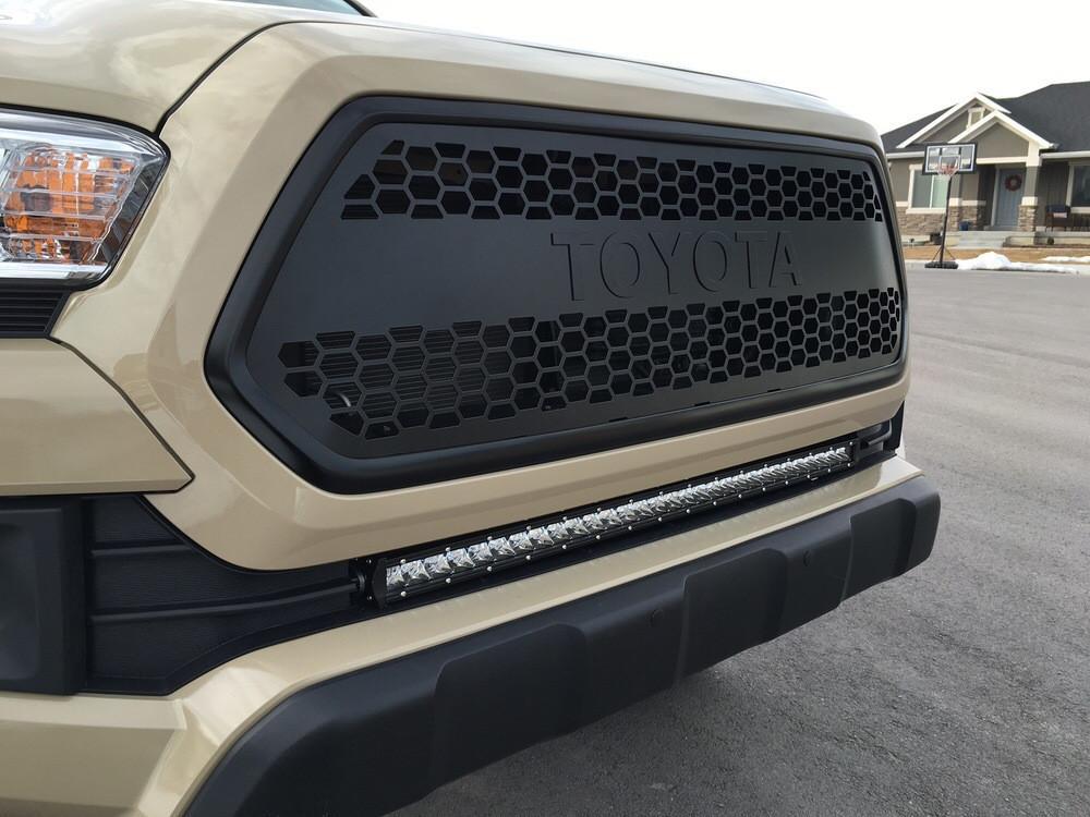 16-21 Tacoma 32 Inch Lower Bumper Flush Slim Light Bar Kit 32 inch OSRAM LED Single Light Bar Bumper Light Bar Blue Backlight Small Cali Raised LED