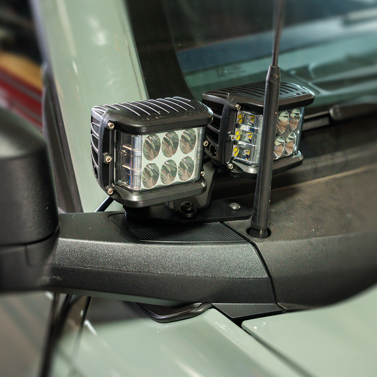 Ditch Light Mount Kit Fits 21-Present Ford Bronco Raptor - (2) 3X2 18W Amber LED Pods Cali Raised LED