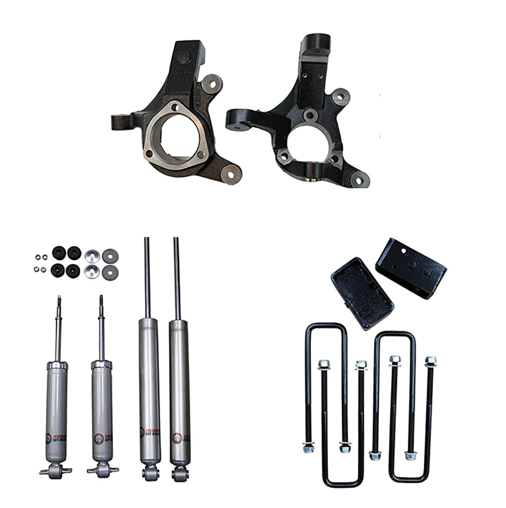 3" Front Lift Spindles / 2" Rear Blocks w/ U-Bolts and Shocks #FO-G501-RWD-KIT