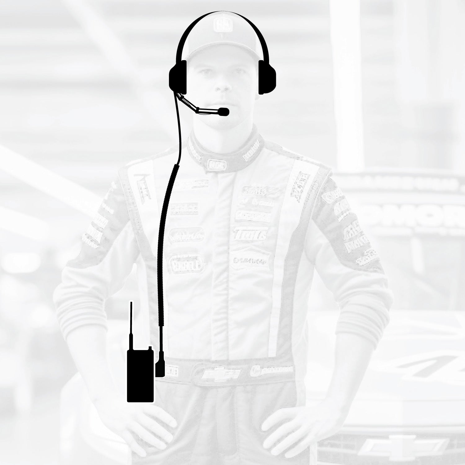 Crew Chief - H42 Spotter Headset and Rugged Handheld Radio Package - Single Radio / RDH Digital UHF Radio / Black
