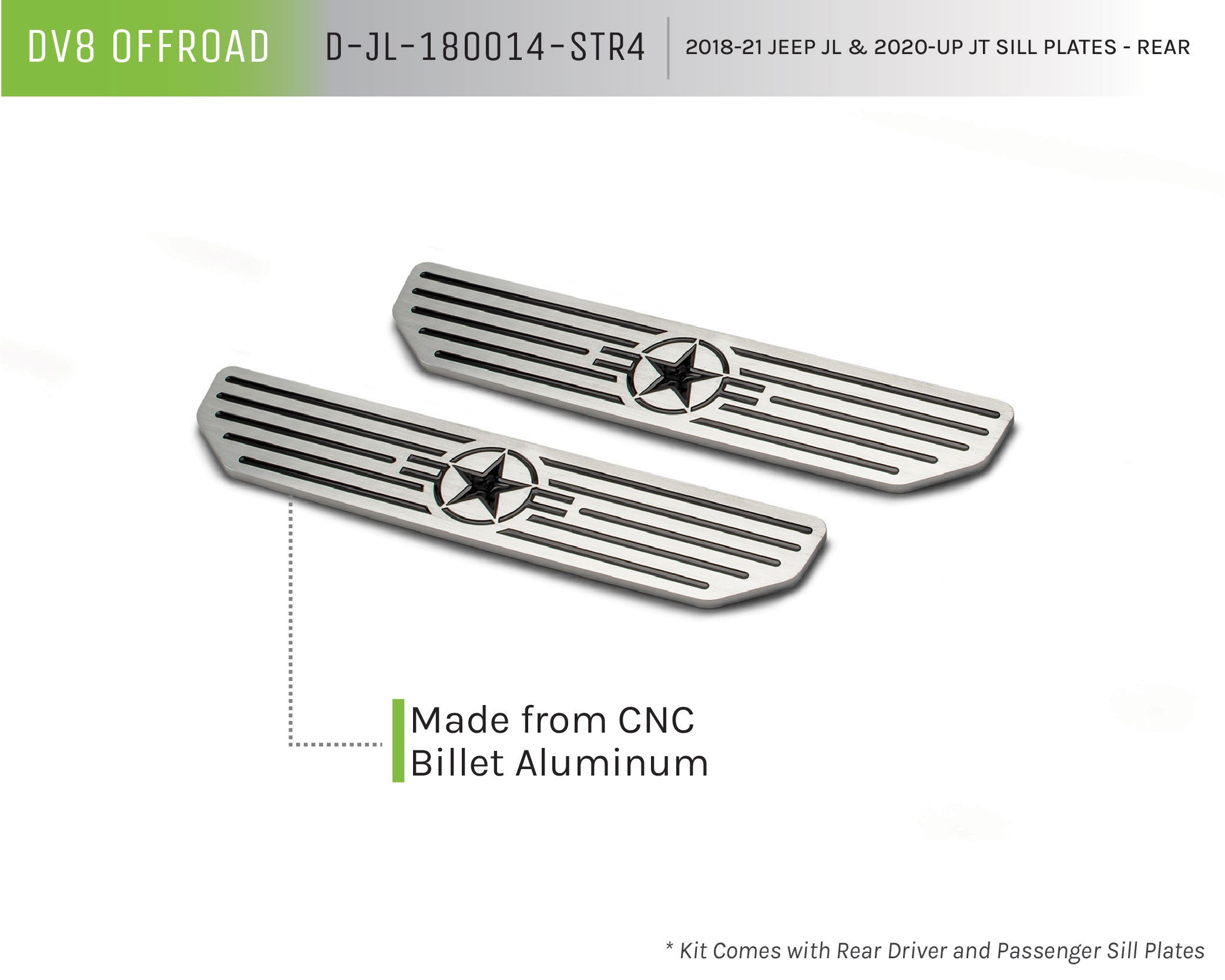 2018 2025 Jeep Gladiator JT WranglerJL JLU Rear Sill Plate Star Logo DV8 Offroad