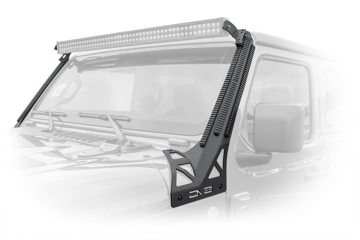 2018 2025 Jeep Wrangler JL JLU Gladiator JT A Pillar Mount With Rail Accessory Mount System DV8 Offroad