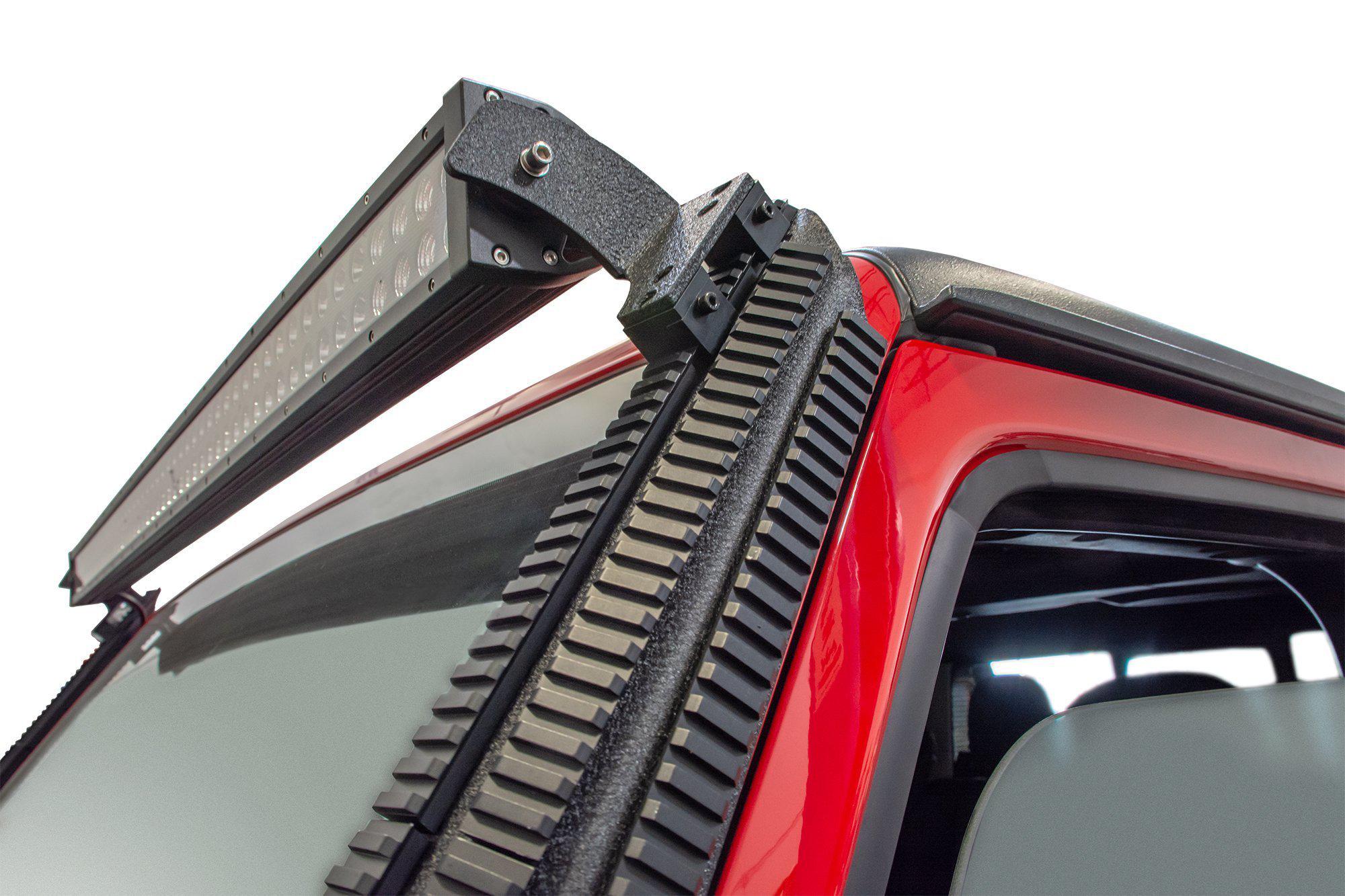 2018 2025 Jeep Wrangler JL JLU Gladiator JT A Pillar Mount With Rail Accessory Mount System DV8 Offroad