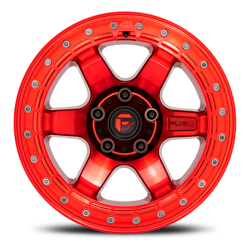 Aluminum Wheels 17X8.5 Block Beadlock D123 6 On 139.7 Candy Red/Candy Red Ring 106.1 Bore 0 Offset 6 Spoke Fuel Off Road Wheels