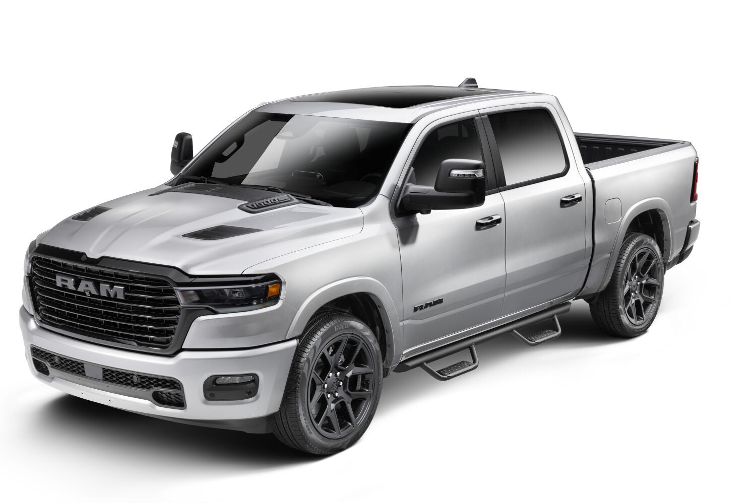 Domintator Extreme D2 Side Steps With Mounting Brackets Textured Black 2019-2026 Ram 1500 Go Rhino