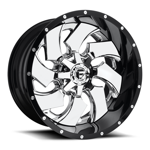 Aluminum Wheels 20X10 Cleaver D240 8 On 165.1 Chrome/Gloss Black Lip 125.1 Bore -19 Offset 8 Spoke Fuel Off Road Wheels