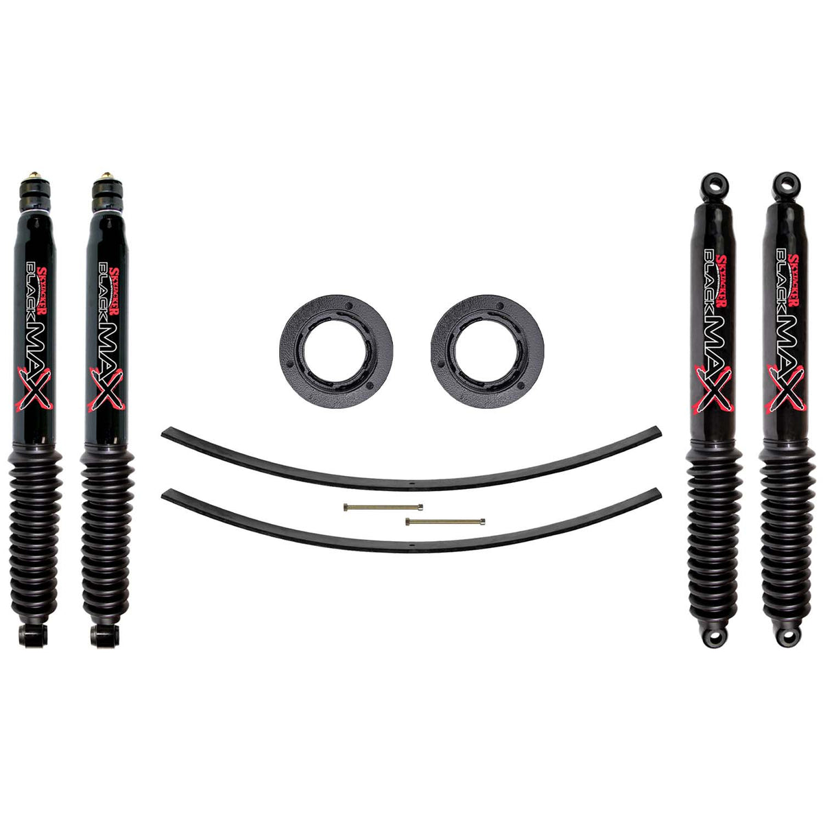 Suspension Lift Kit w/Shock Black MAX Shocks 2.5 Inch Lift Incl. Front Spacer Kit Heavy Duty Add-A-Leaf Skyjacker