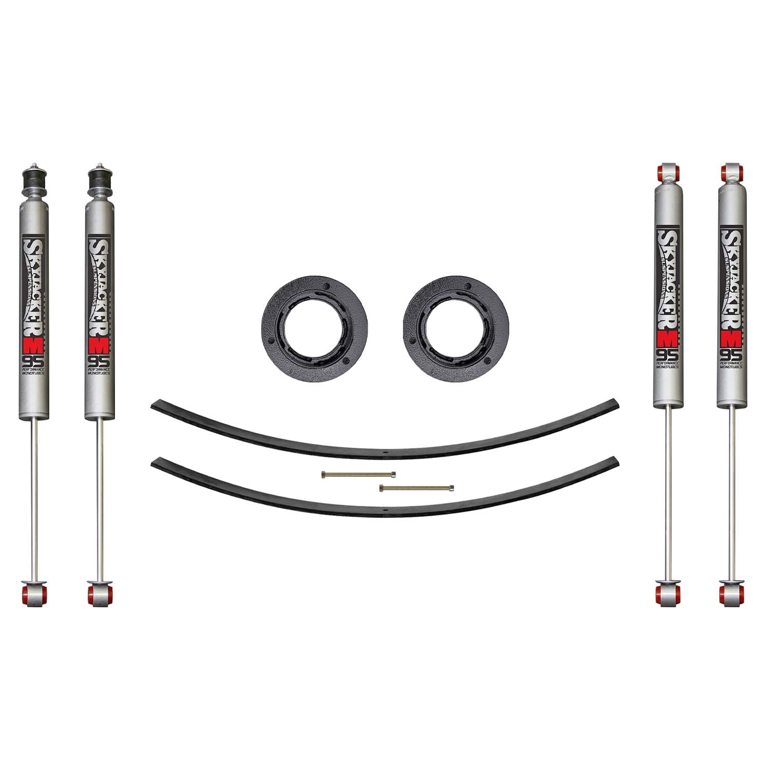 Suspension Lift Kit w/Shock M95 Performance Shocks 2.5 Inch Lift Incl. Front Spacer Kit Heavy Duty Add-A-Leaf Skyjacker