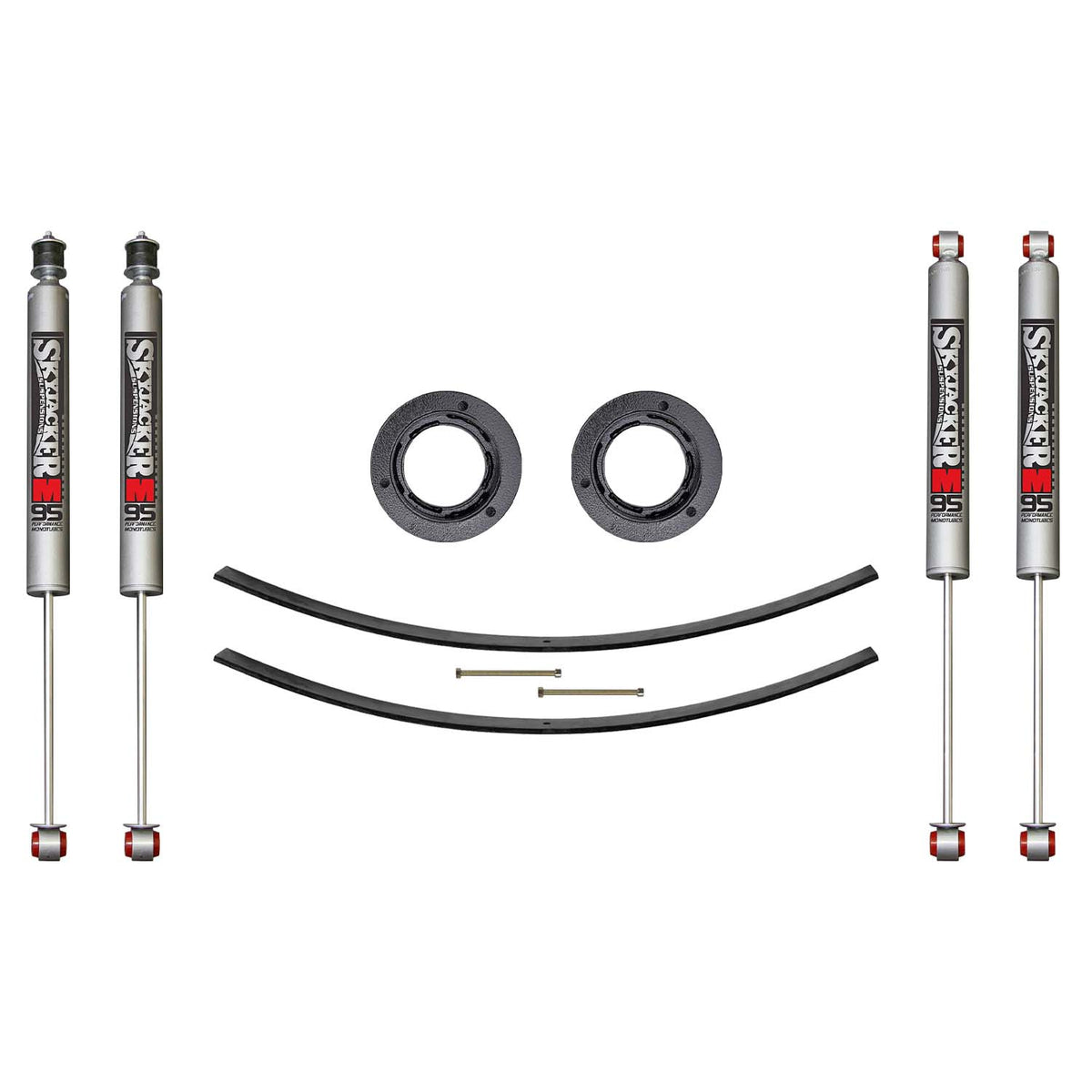 Suspension Lift Kit w/Shock M95 Performance Shocks 2.5 Inch Lift Incl. Front Spacer Kit Heavy Duty Add-A-Leaf Skyjacker