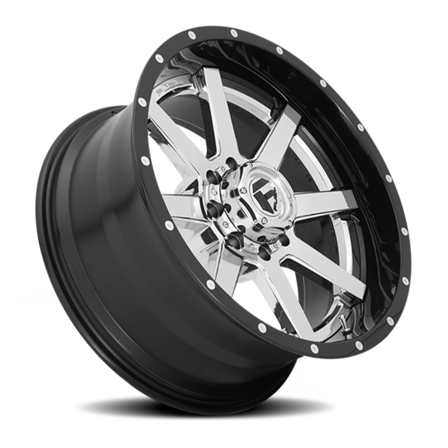 Aluminum Wheels 20X10 Maverick D260 8 On 180 Chrome/Gloss Black Lip 125.1 Bore -19 Offset Fuel Off Road Wheels