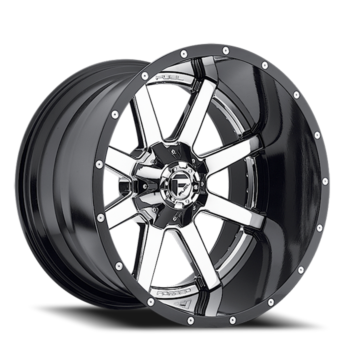 Aluminum Wheels 22X12 Maverick D260 5 On 139.7/5 On 150 Chrome/Gloss Black Lip 110.1 Bore -44 Offset Fuel Off Road Wheels