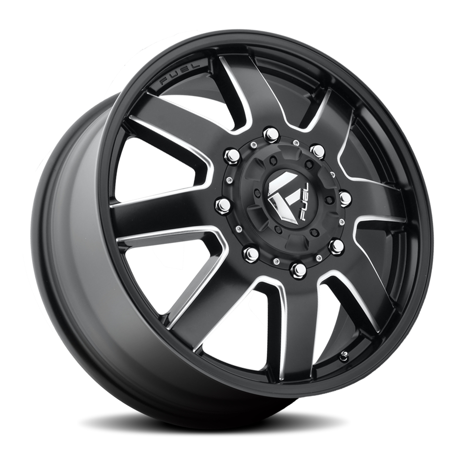 Dually Wheels 20X8.25 Maverick Dually D538 10 On 225 Black Milled 170.1 Bore 105 Offset 7 Spoke Front Dually Fuel Off Road Wheels