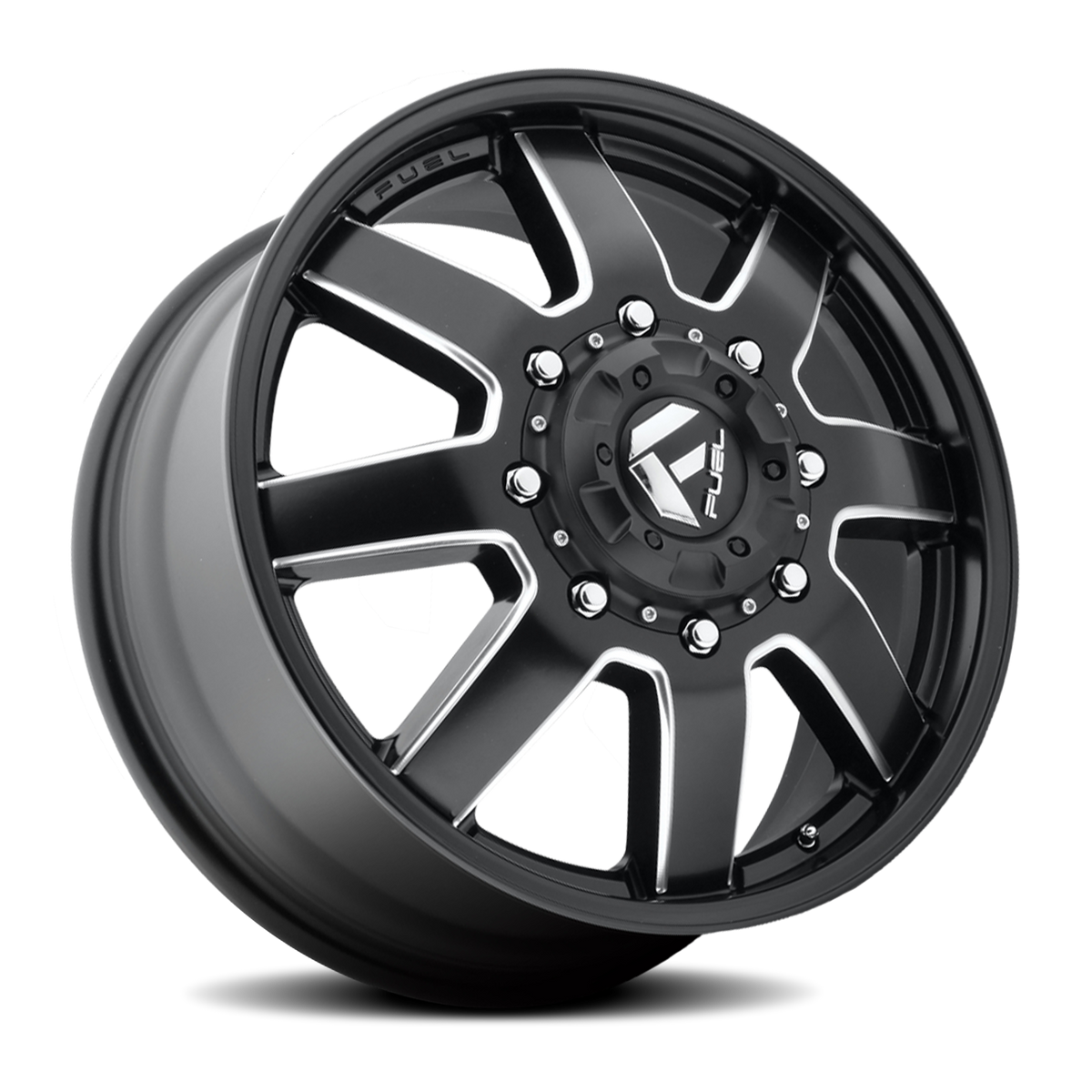 Dually Wheels 20X8.25 Maverick Dually D538 10 On 225 Black Milled 170.1 Bore 105 Offset 7 Spoke Front Dually Fuel Off Road Wheels