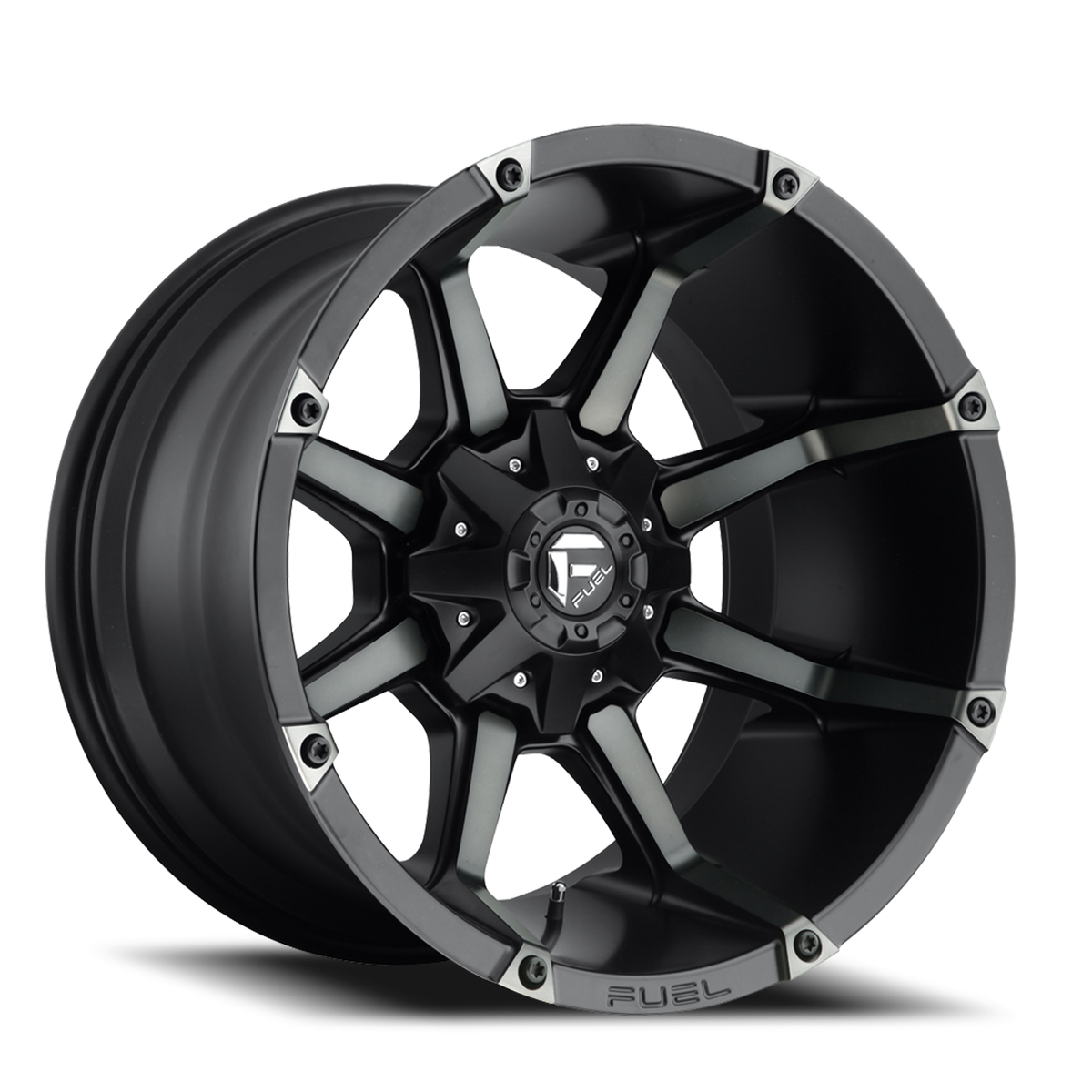 Aluminum Wheels 20X10 Coupler D556 8 On 165.1 Matte Black/Machined Dark Tint 125.2 Bore -12 Offset 8 Spoke Fuel Off Road Wheels