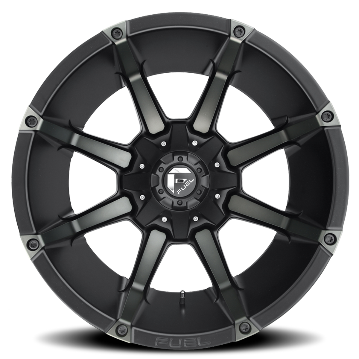 Aluminum Wheels 20X10 Coupler D556 8 On 165.1 Matte Black/Machined Dark Tint 125.2 Bore -12 Offset 8 Spoke Fuel Off Road Wheels