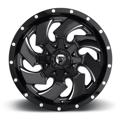 Aluminum Wheels 20X9 Cleaver D574 5 On 114.3/5 On 127 Gloss Black/Milled 78.1 Bore 1 Offset 8 Spoke Fuel Off Road Wheels