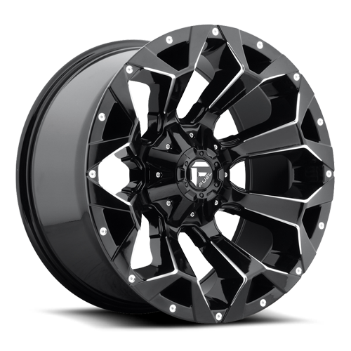 Aluminum Wheels 18X9 Assault D576 5 On 114.3/5 On 127 Gloss Black/Milled 78.1 Bore 1 Offset 8 Spoke45 Lbs Fuel Off Road Wheels