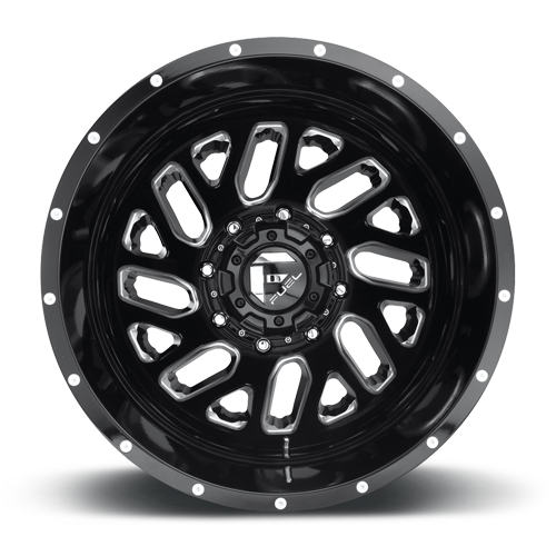 Dually Wheels 20X8.25 Triton Dually D581 8 On 165.1 Gloss Black Milled 121.5 Bore -265 Offset Mesh Spoke Outer Dually Fuel Off Road Wheels