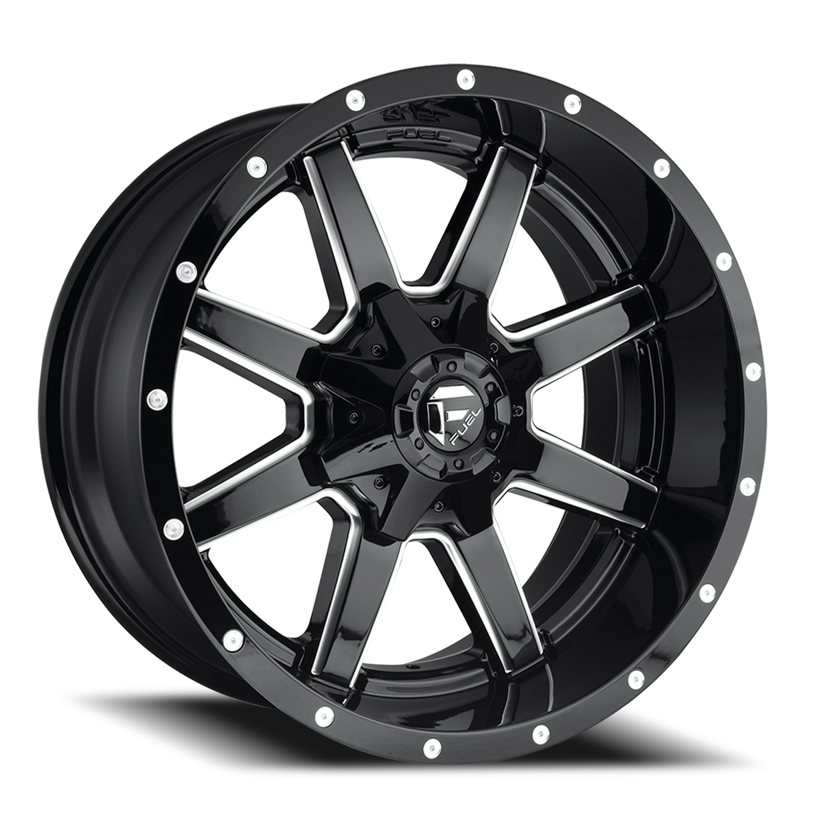Aluminum Wheels 20X12 Maverick D610 8 On 165.1 Gloss Black Milled 125.2 Bore -44 Offset Fuel Off Road Wheels