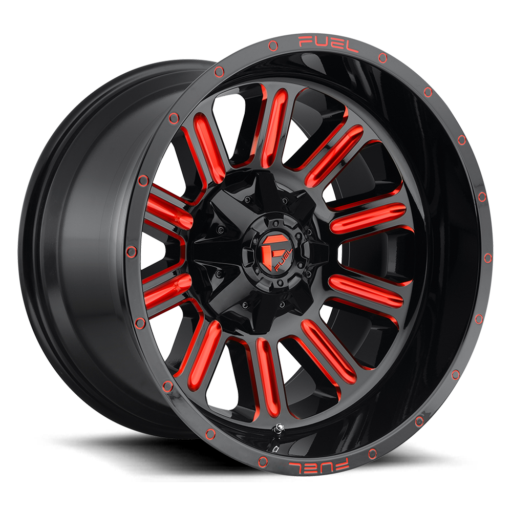 Aluminum Wheels 20X10 Hardline D621 8 On 170 Gloss Black/Candy Red 125.1 Bore -18 Offset Fuel Off Road Wheels