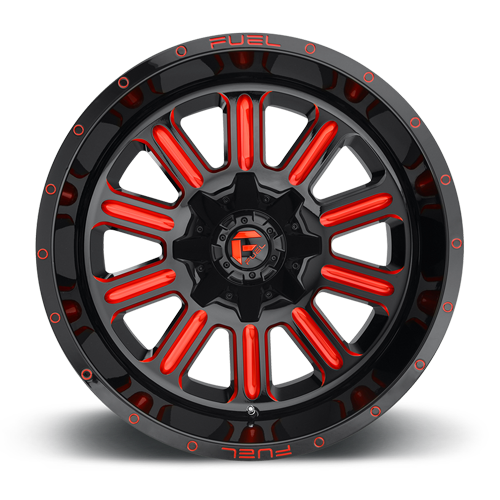 Aluminum Wheels 20X9 Hardline D621 5 On 139.7/5 On 150 Gloss Black/Candy Red 110.3 Bore 1 Offset Fuel Off Road Wheels