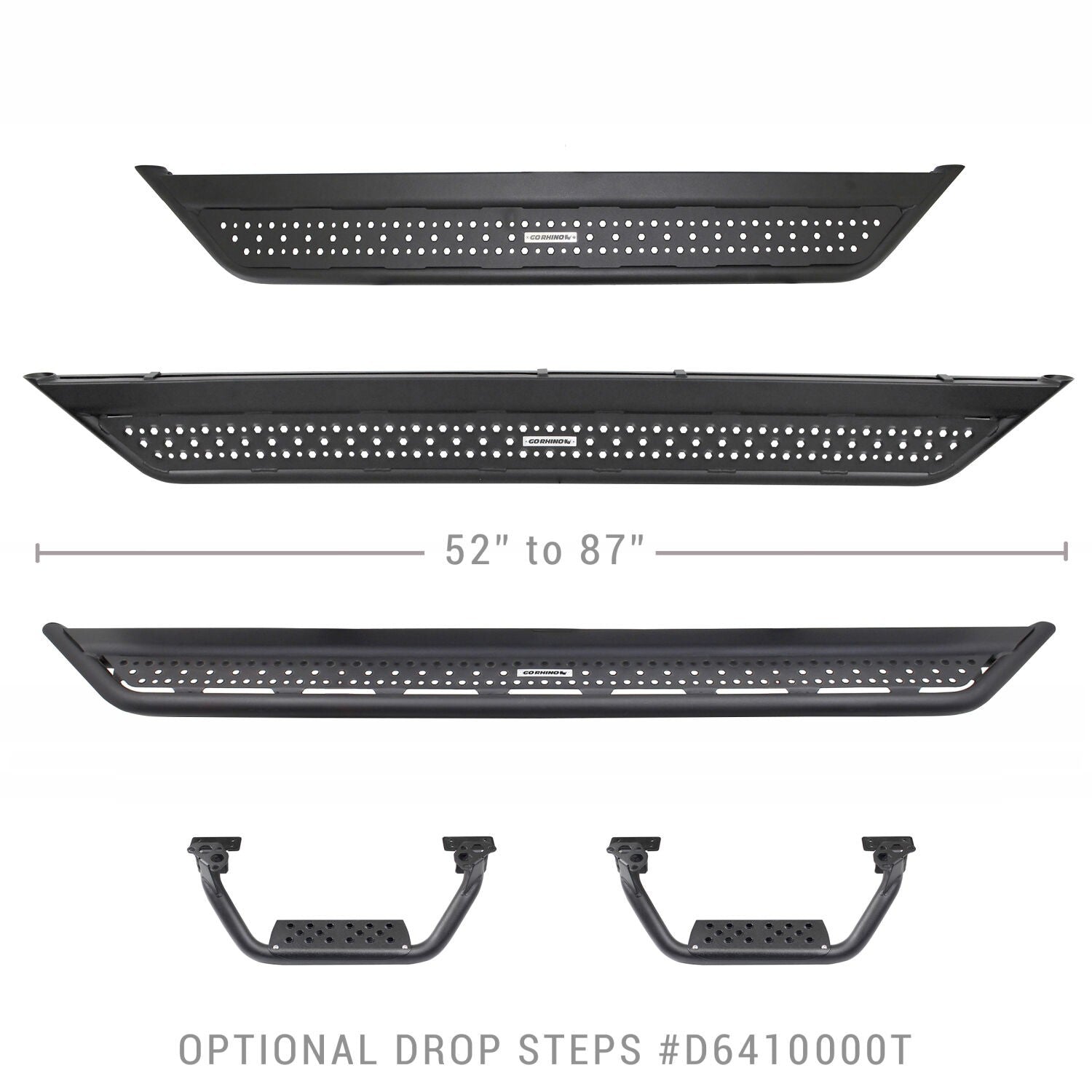 Dominator Xtreme D6 SideSteps With Mounting Bracket Kit Textured Black 2019-2026 Ram 1500 Go Rhino