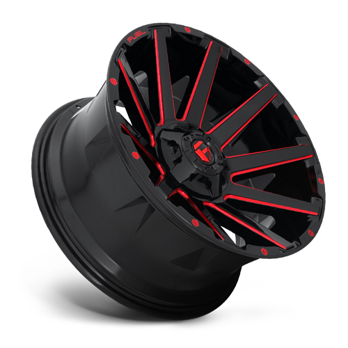 Aluminum Wheels 20X9 Contra D643 5 On 139.7/5 On 150 Gloss Red Milled 110.3 Bore 1 Offset Multi Spoke Fuel Off Road Wheels