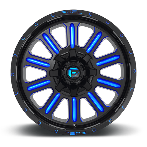 Aluminum Wheels 20X10 Hardline D646 8 On 180 Gloss Black/Candy Blue 124.3 Bore -18 Offset Fuel Off Road Wheels