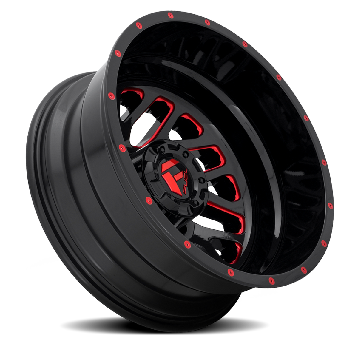 Dually Wheels 20X8.25 Triton Dually D656 8 On 165.1 Gloss Black Red Tinted Clear 121.5 Bore -240 Offset Mesh Spoke Outer Dually Fuel Off Road Wheels