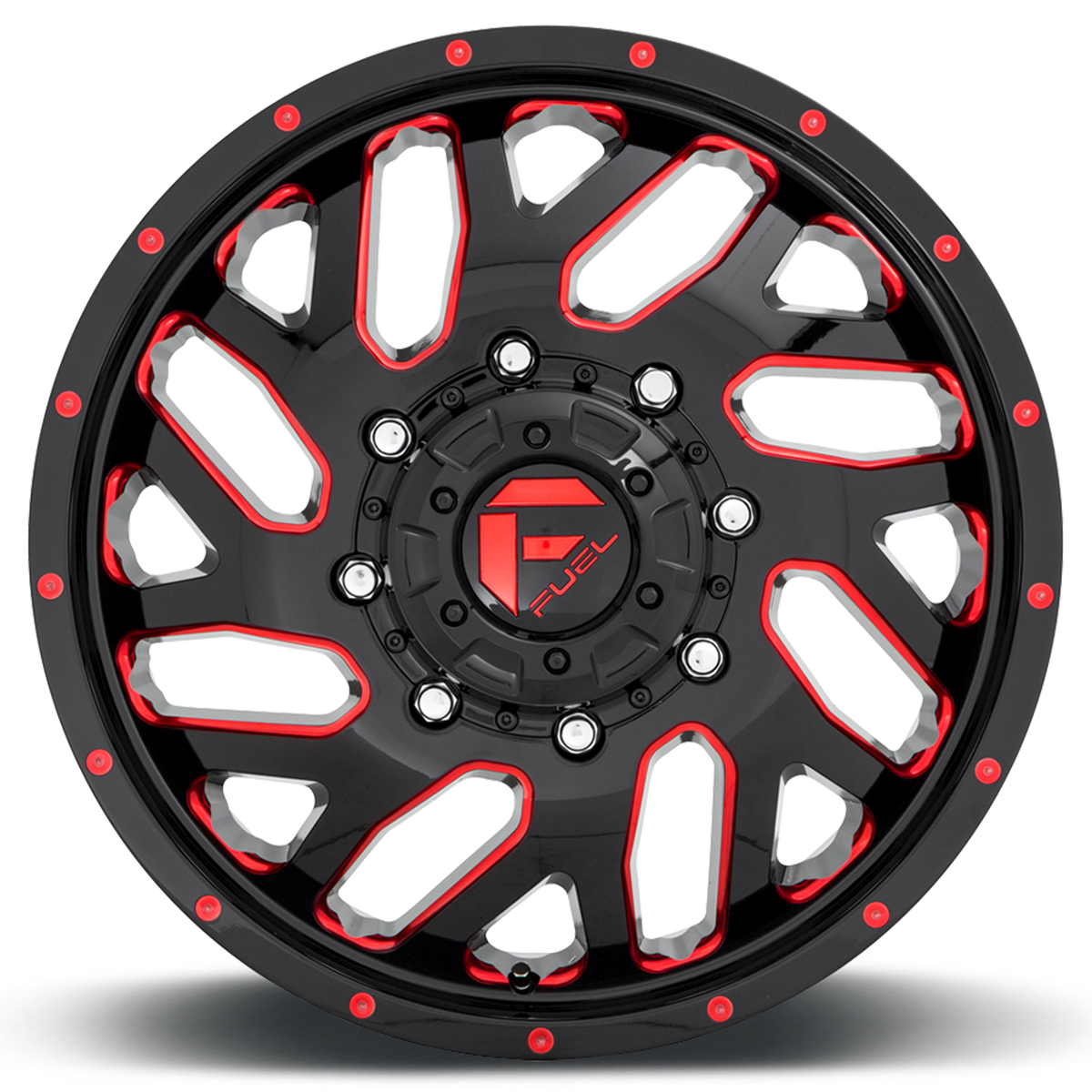 Dually Wheels 20X8.25 Triton Dually D656 8 On 165.1 Gloss Black Red Tinted Clear 121.5 Bore 105 Offset Mesh Spoke Front Dually Fuel Off Road Wheels