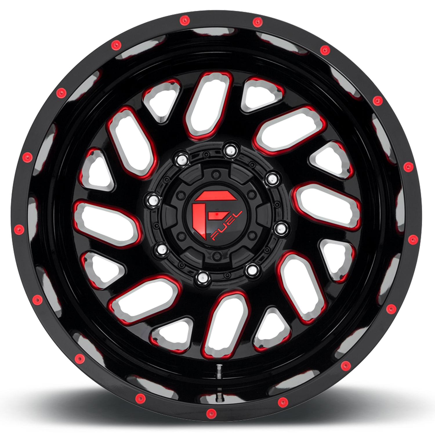 Dually Wheels 20X8.25 Triton Dually D656 8 On 200 Gloss Black Red Tinted Clear 142 Bore -201 Offset Mesh Spoke Outer Dually Fuel Off Road Wheels