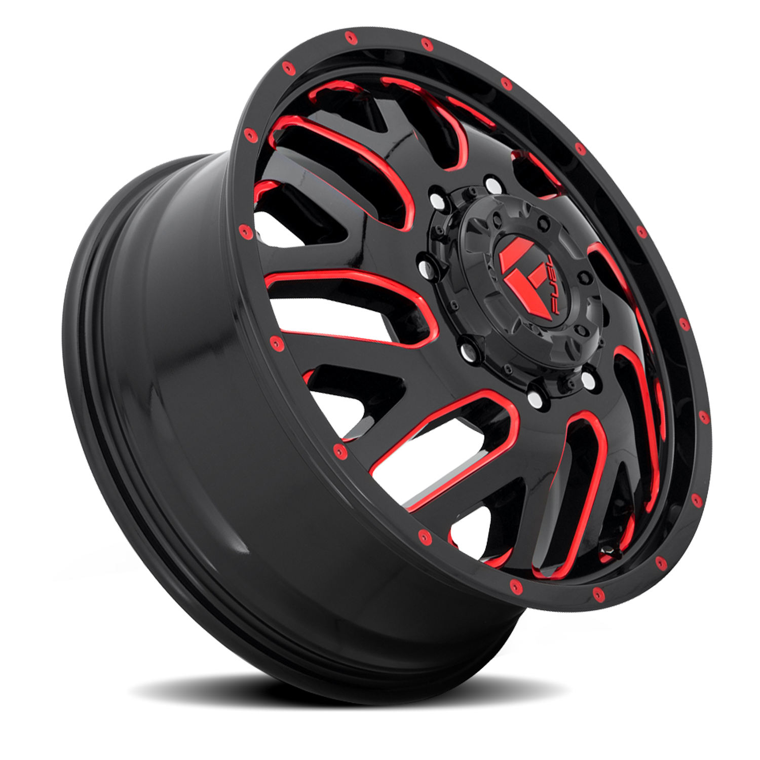 Dually Wheels 20X8.25 Triton Dually D656 8 On 210 Gloss Black Red Tinted Clear 154.3 Bore 105 Offset Mesh Spoke Front Dually Fuel Off Road Wheels