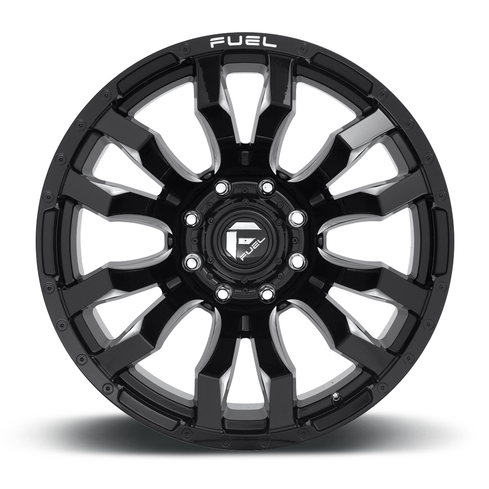 Aluminum Wheels 18X9 Blitz D673 8 On 180 Gloss Black Milled 124.2 Bore 1 Offset Multi Spoke Fuel Off Road Wheels